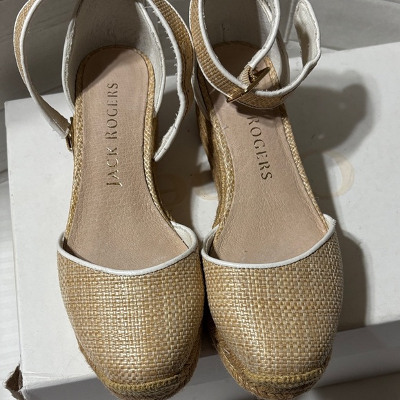 Jack Rogers Shoes - Jack Rogers Natural Woven Espadrille Sandals with White Trim